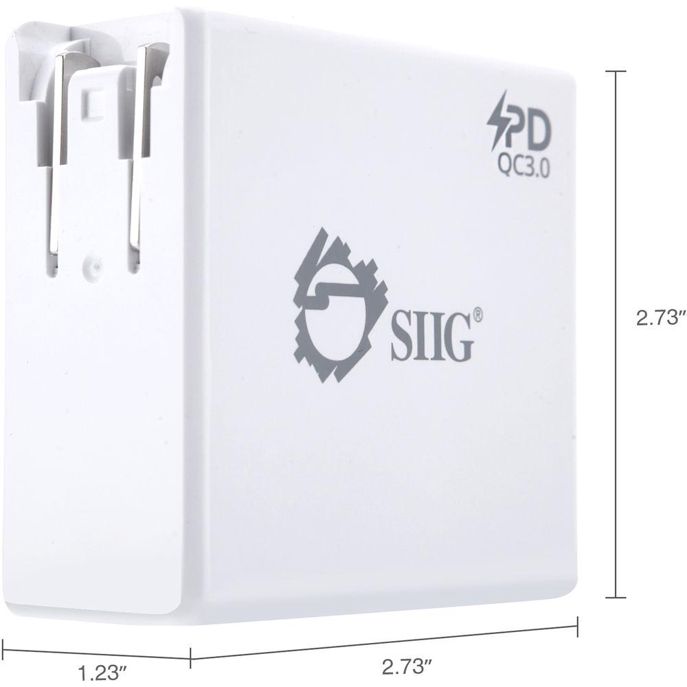 SIIG 65W USB Type-C Wall Charger with Power Delivery and QC 3.0 USB Port