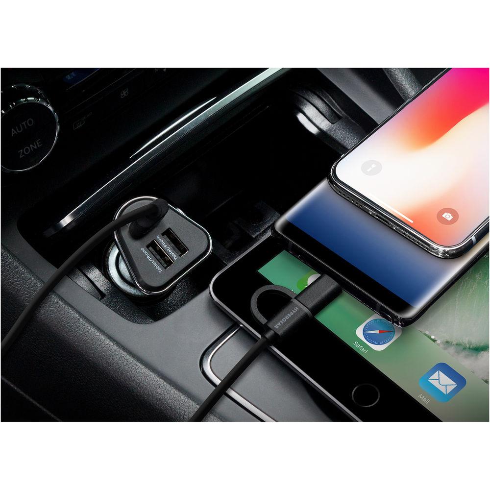 HyperGear 7.2A Triple USB Type-A Car Charger with Hybrid Cable