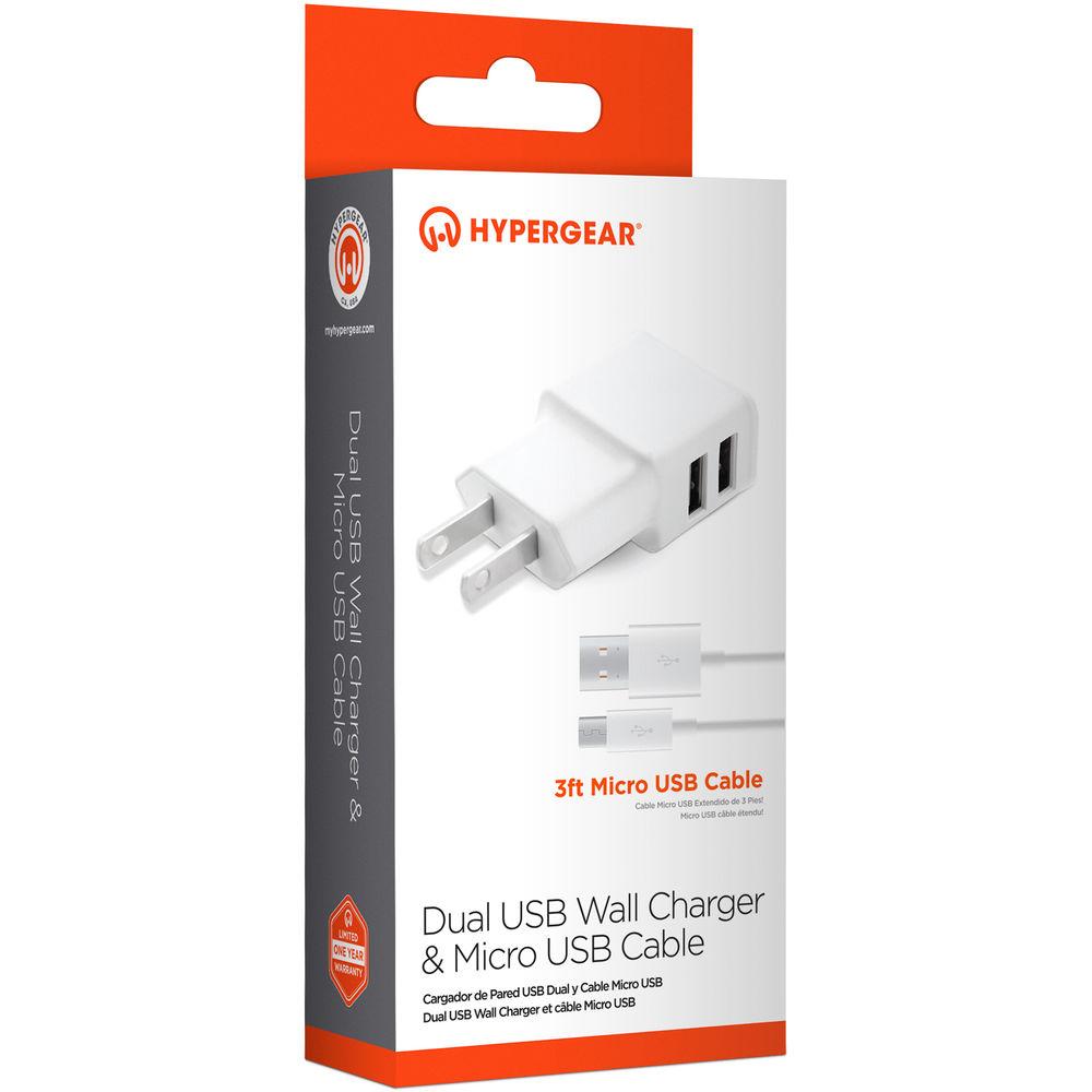HyperGear Dual USB Wall Charger with Micro-USB Cable