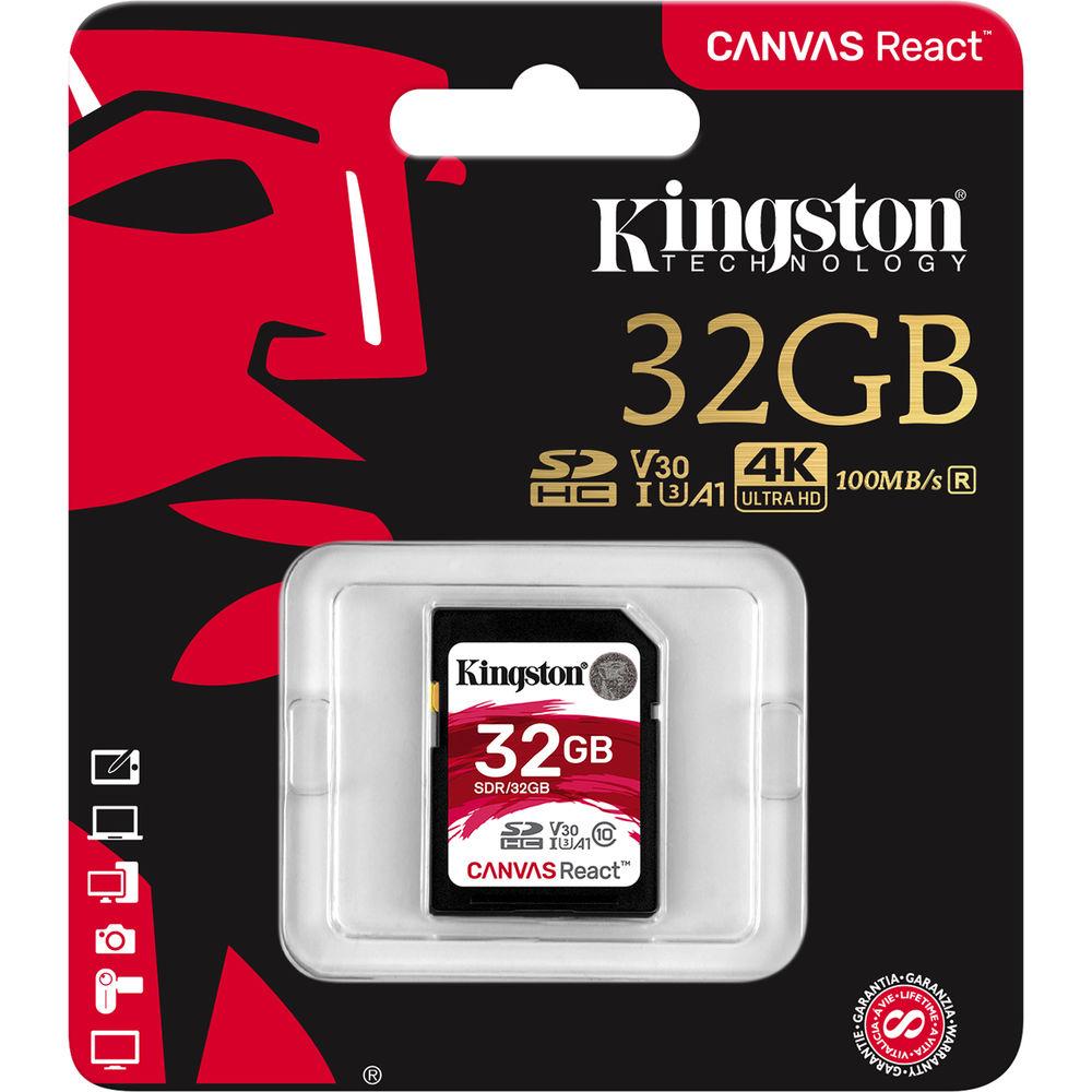 Kingston 32GB Canvas React UHS-I SDHC Memory Card