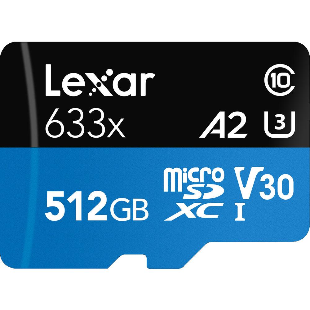 Lexar 512GB 633x UHS-I microSDXC Memory Card with SD Adapter