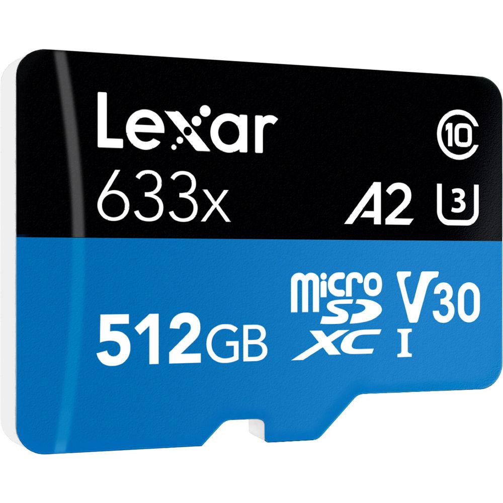 Lexar 512GB 633x UHS-I microSDXC Memory Card with SD Adapter