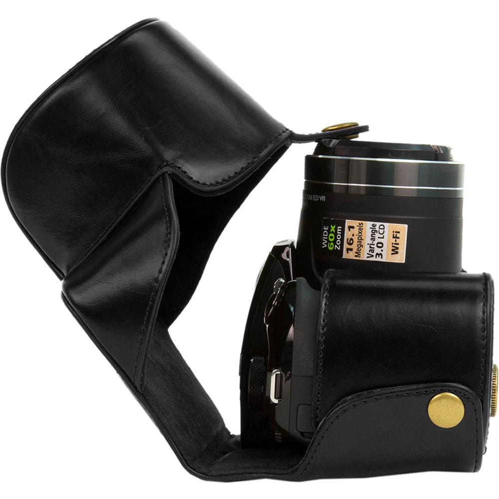 MegaGear Ever Ready PU Leather Camera Case with Strap for Nikon Coolpix P610 with Zoom Lens, P530, or P520