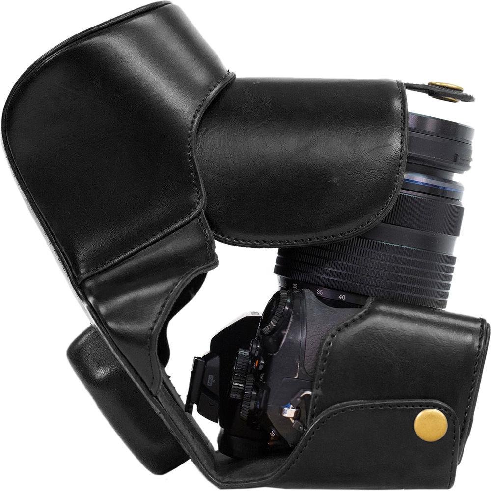 MegaGear Ever Ready PU Leather Case & Strap for Olympus OM-D E-M1 with 12-40mm