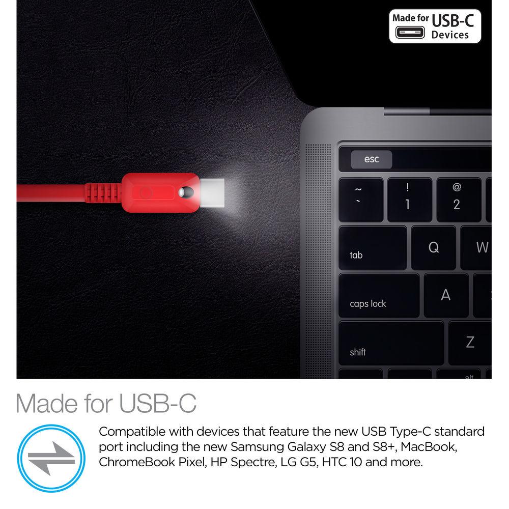 Naztech USB Type-C to Type-A Charge Sync Cable with LED Light