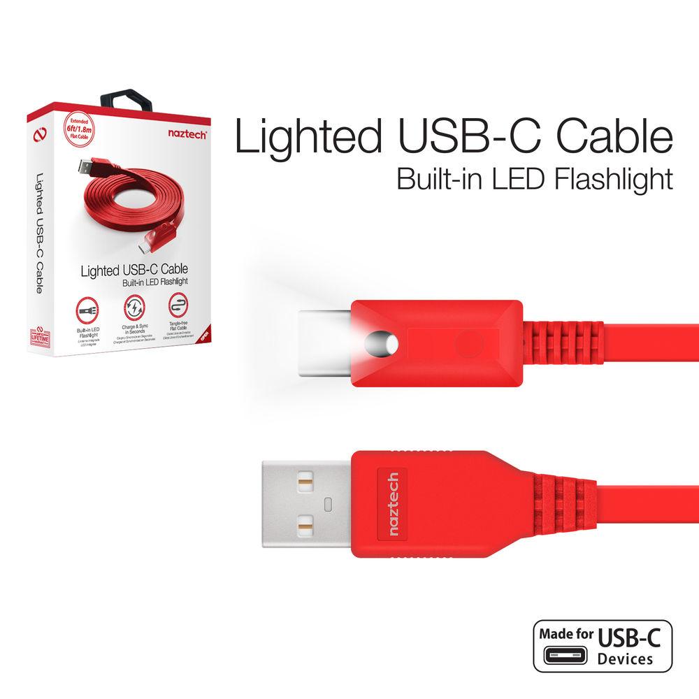 Naztech USB Type-C to Type-A Charge Sync Cable with LED Light