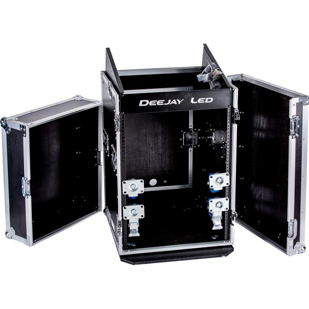DeeJay LED 10RU Slant Mixer Rack 10RU Vertical Rack System with Caster Board