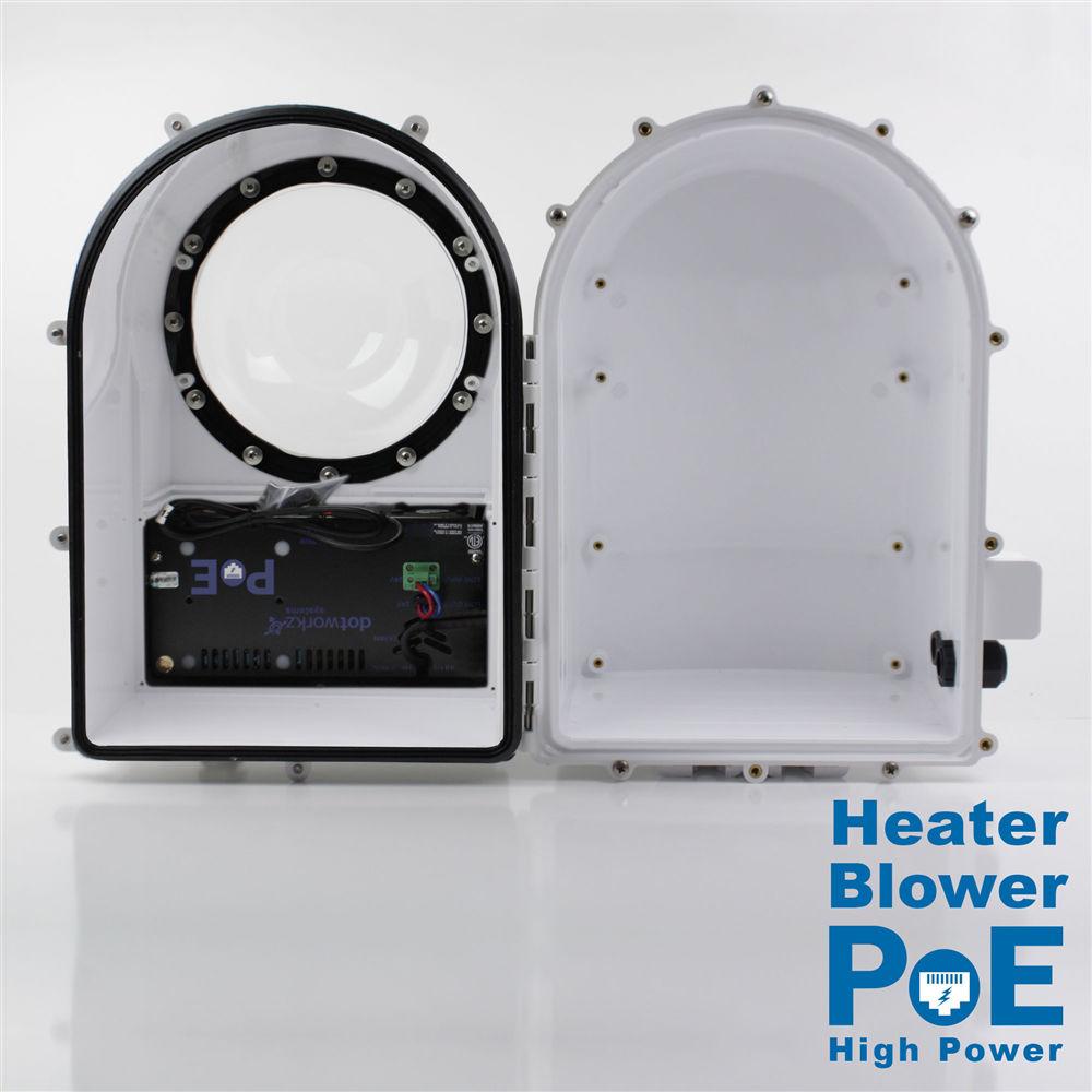 Dotworkz D3 Power Saver Outdoor Camera Enclosure with Heater & Blower, High-Power PoE Ready with Tinted Lens