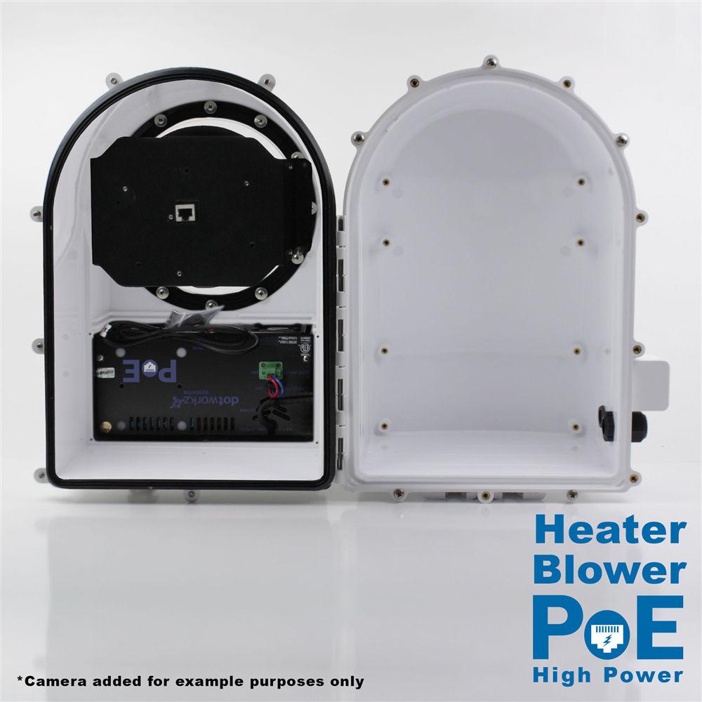 Dotworkz D3 Power Saver Outdoor Camera Enclosure with Heater & Blower, High-Power PoE Ready with Tinted Lens