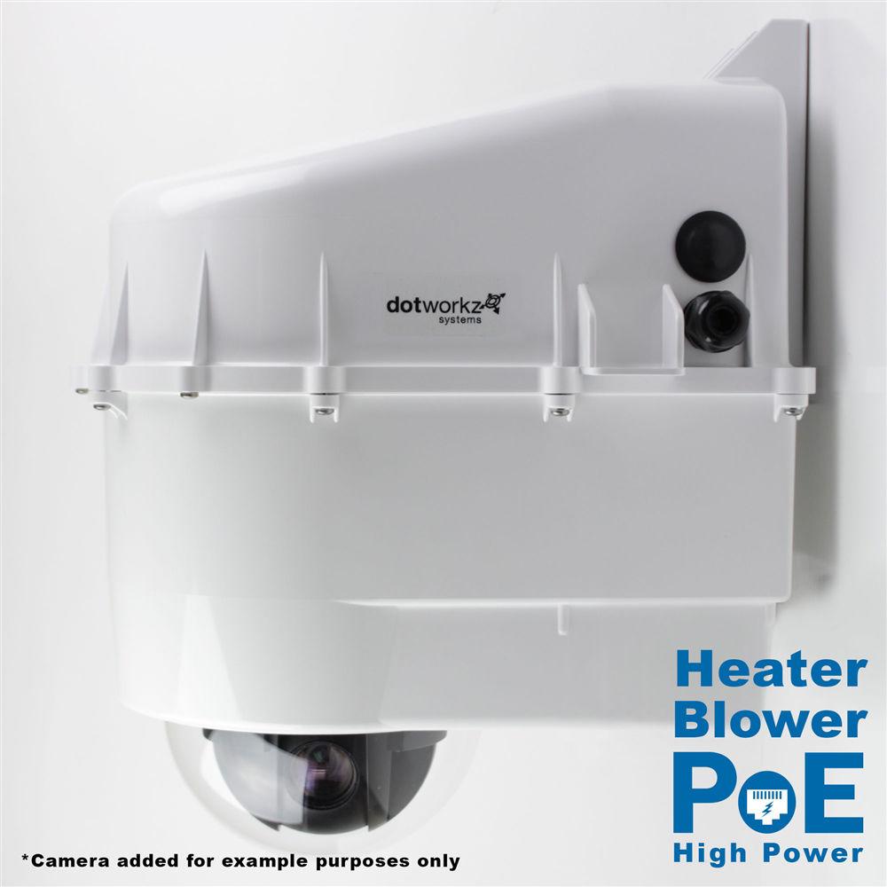 Dotworkz D3 Power Saver Outdoor Camera Enclosure with Heater & Blower, High-Power PoE Ready with Tinted Lens
