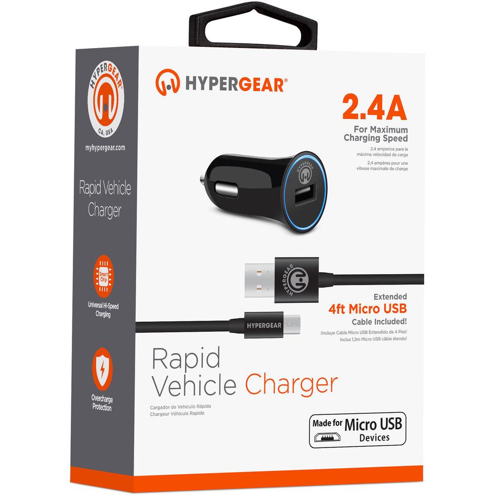 HyperGear Rapid Car Charger with USB to Micro-USB Charge Sync Cable