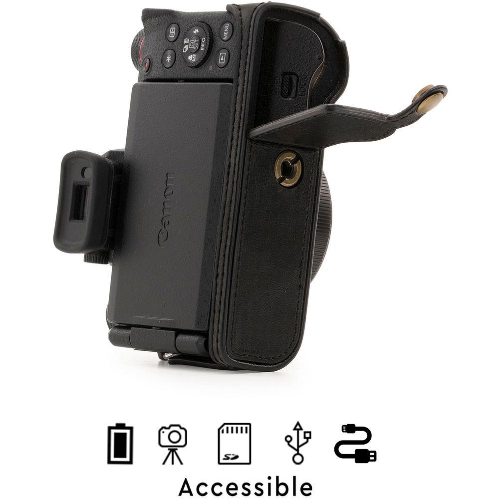 MegaGear Ever Ready Leather Camera Half Case and Strap for Canon PowerShot G1X Mark III