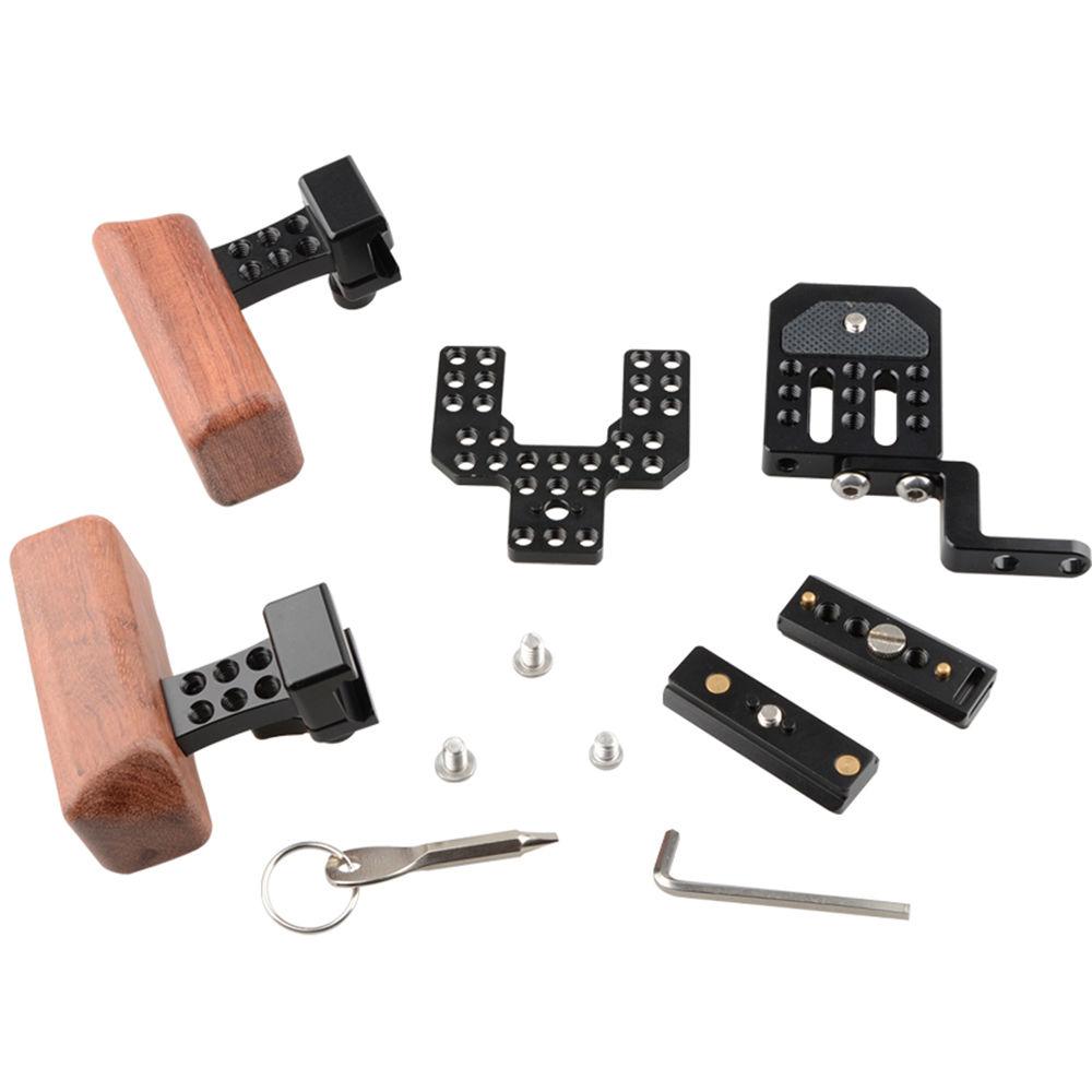 CAMVATE Wooden Handle Kit with Plates for SmallHD 700 Series