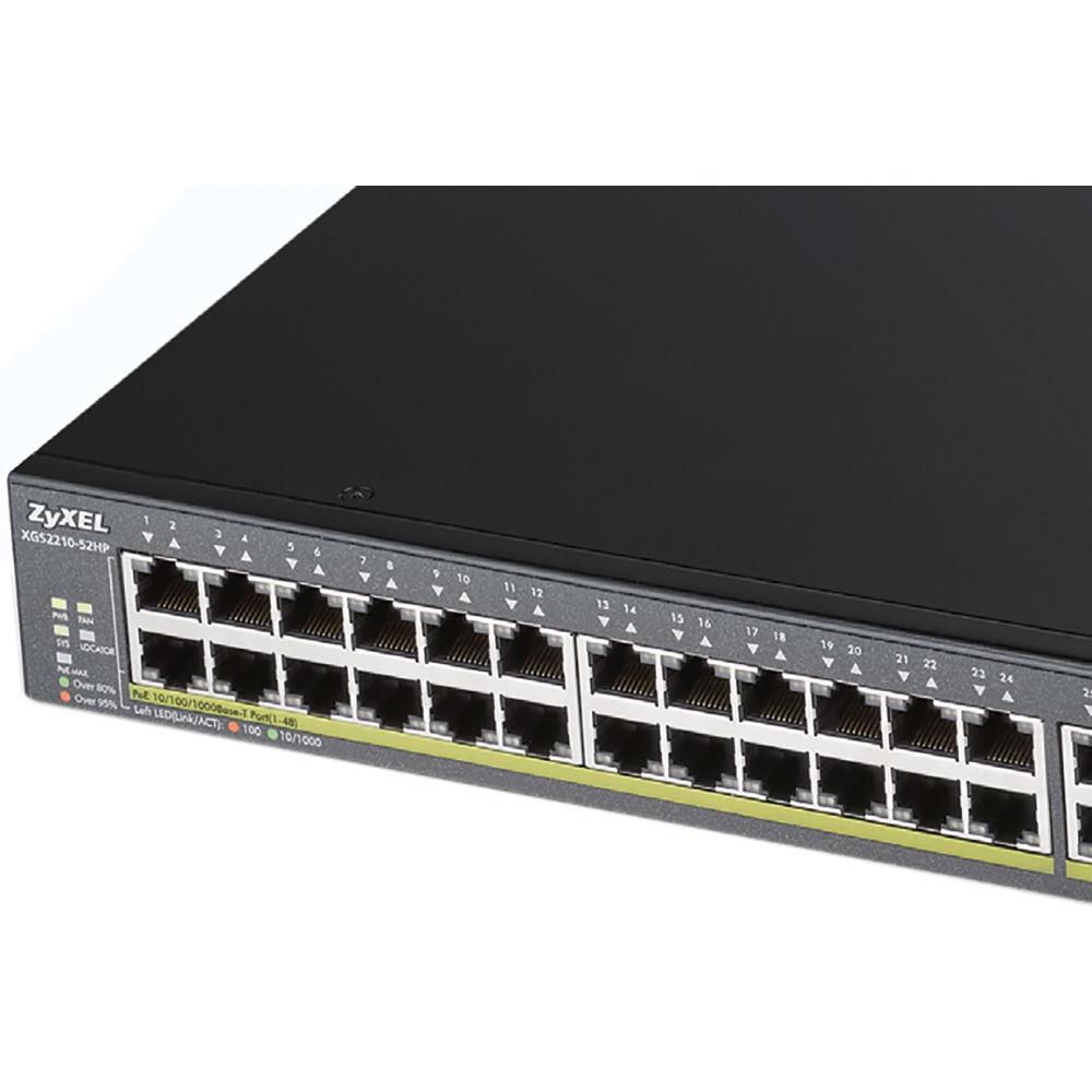 ZyXEL 48-Port 100 1000 Mb s and 4-Port 10GbE SFP L2 PoE Switch with 10GbE Uplink