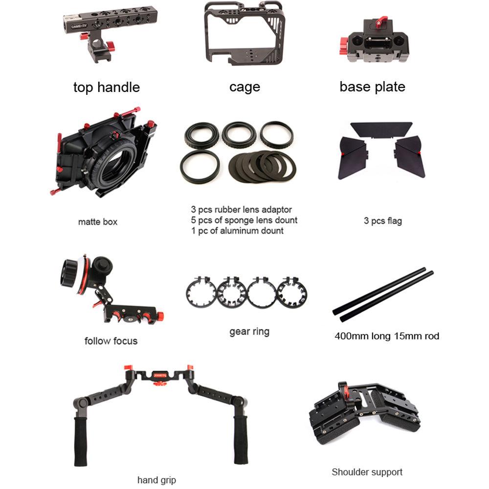 CAME-TV Protective Cage Kit with Handgrip and Shoulder Support for Canon 5D