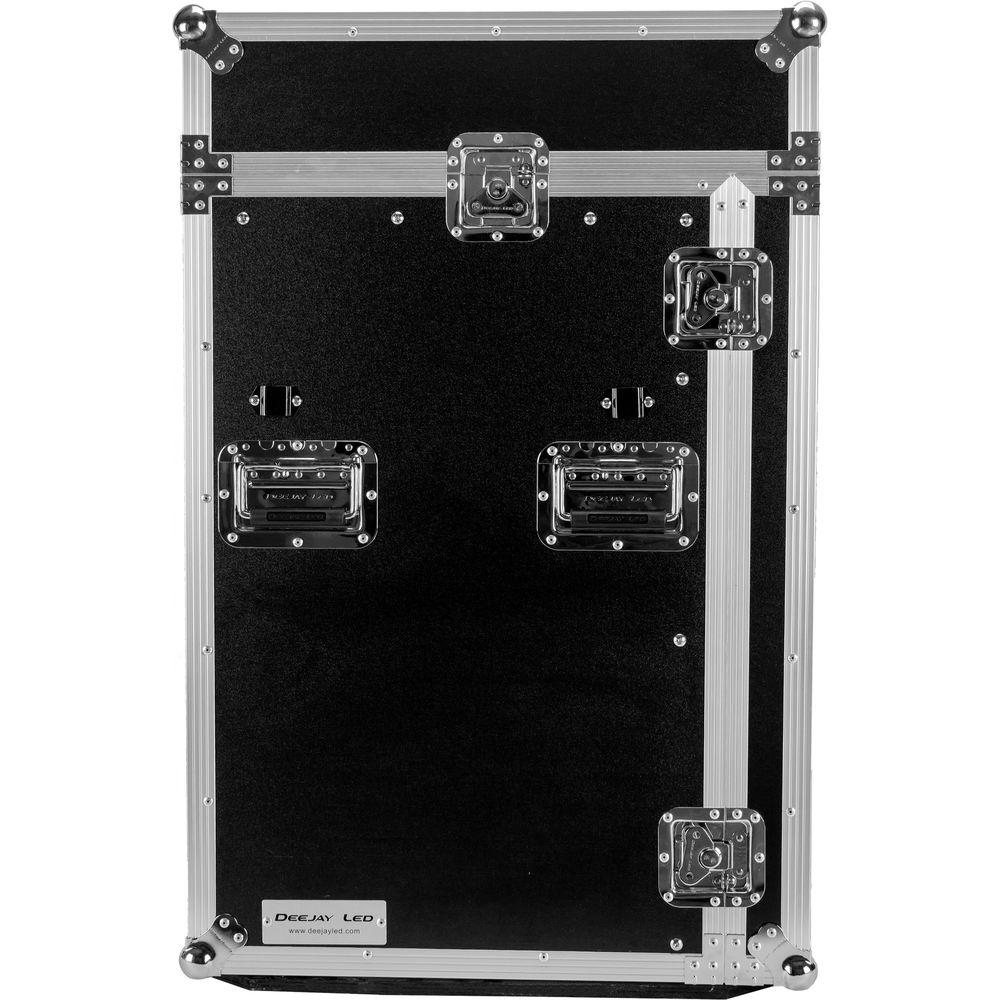 DeeJay LED 11 RU Slant Mixer Rack 16 RU Vertical Rack System Combo Case with Caster Board, Table, and 17" Laptop Shelf