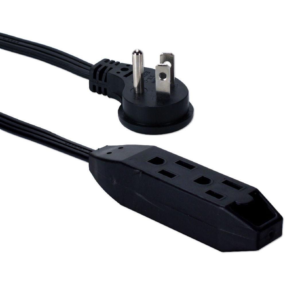 QVS 3-Outlet Flat Right-Angle Power Extension Cord