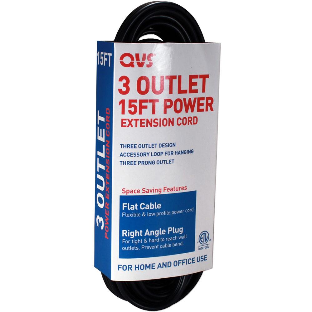 QVS 3-Outlet Flat Right-Angle Power Extension Cord