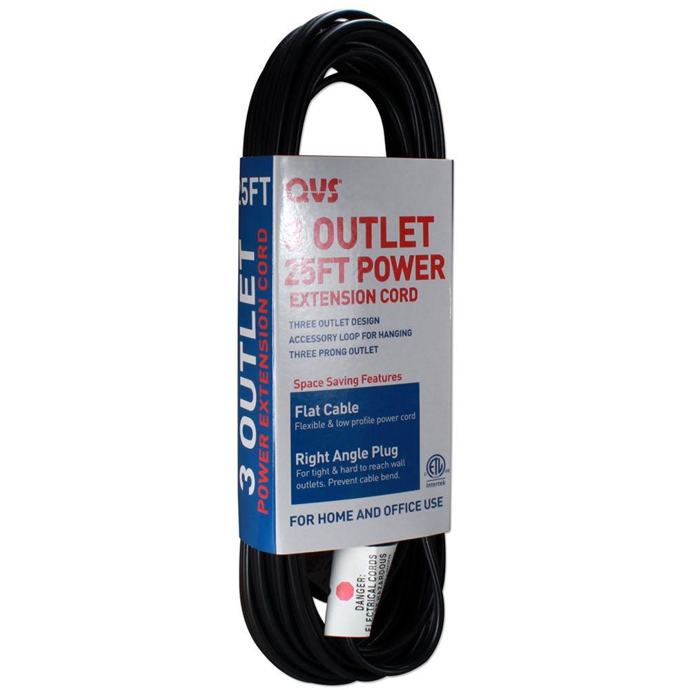 QVS 3-Outlet Flat Right-Angle Power Extension Cord