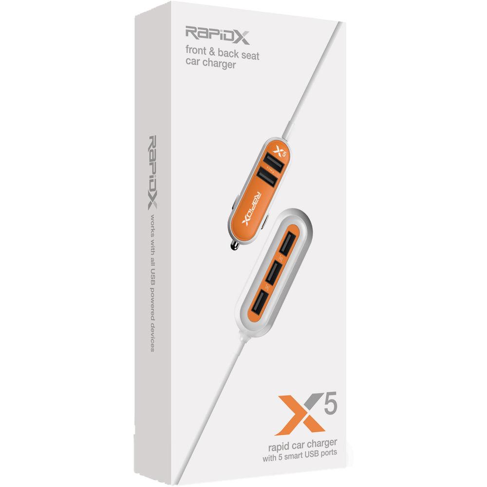 RapidX X5 Car Charger with Five USB Ports