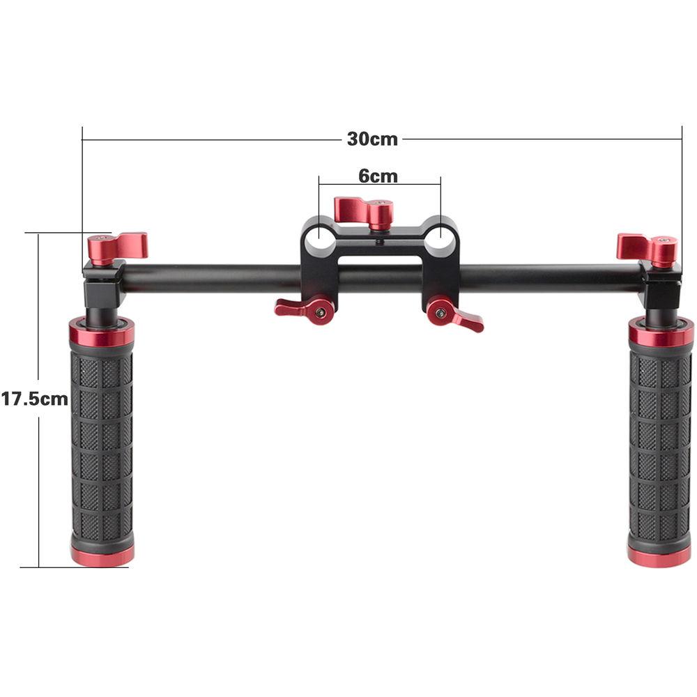 CAMVATE Handle Grips Handlebar Support Kit with Red Adjustable Knobs for DSLR Camcorder Shoulder Rig