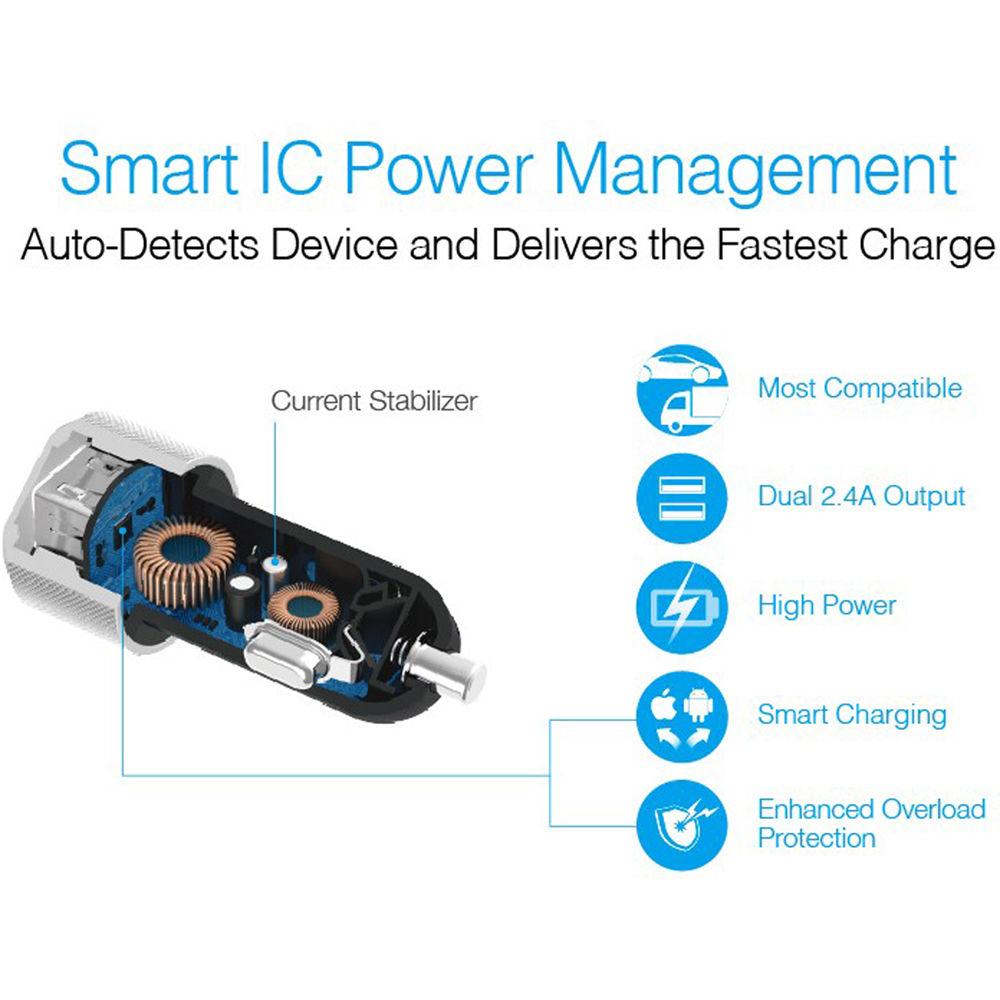 Just Mobile Highway Max USB Car Charger with Coiled Lightning Cable