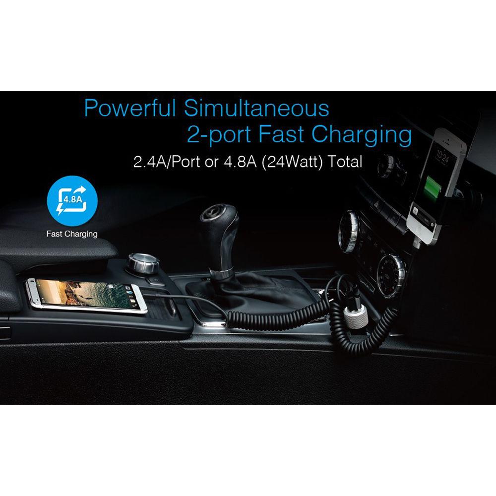 Just Mobile Highway Max USB Car Charger with Coiled Lightning Cable