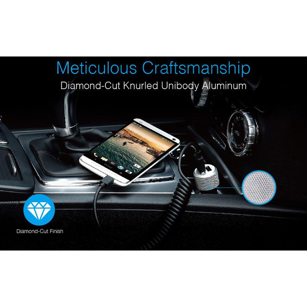 Just Mobile Highway Max USB Car Charger with Coiled Lightning Cable