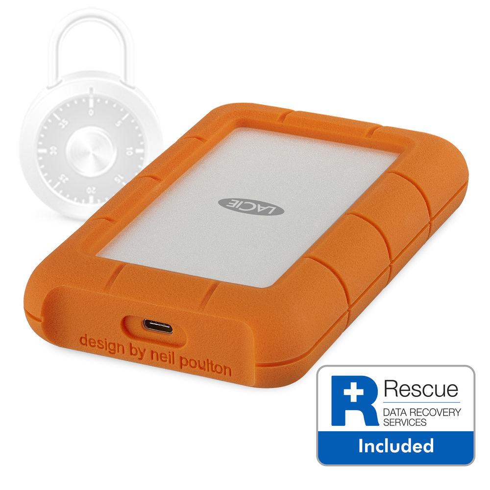 LaCie 2TB USB 3.1 Gen 1 Type-C Rugged Secure Portable Hard Drive