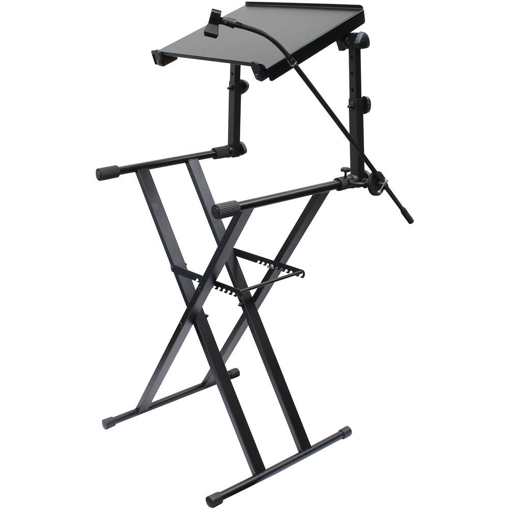 Odyssey Innovative Designs X-Stand Combo Dual-Tier Heavy-Duty Folding Stand with Microphone Boom & Laptop Gear Shelf