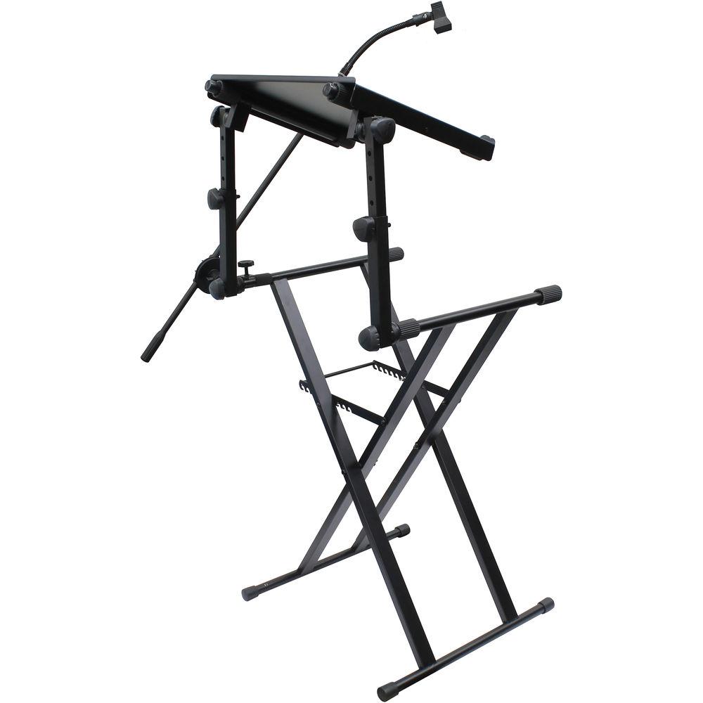 Odyssey Innovative Designs X-Stand Combo Dual-Tier Heavy-Duty Folding Stand with Microphone Boom & Laptop Gear Shelf