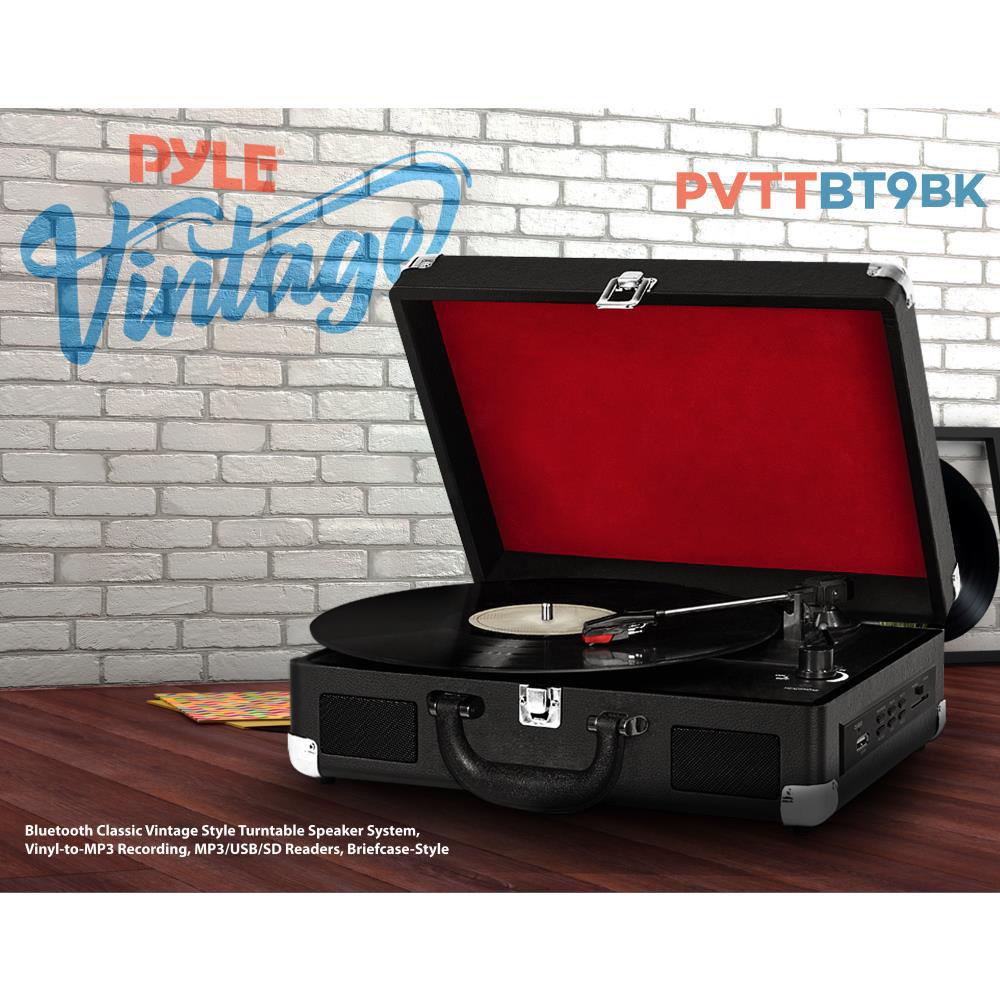 Pyle Pro PVTTBT9BK Suitcase Turntable with Bluetooth and USB