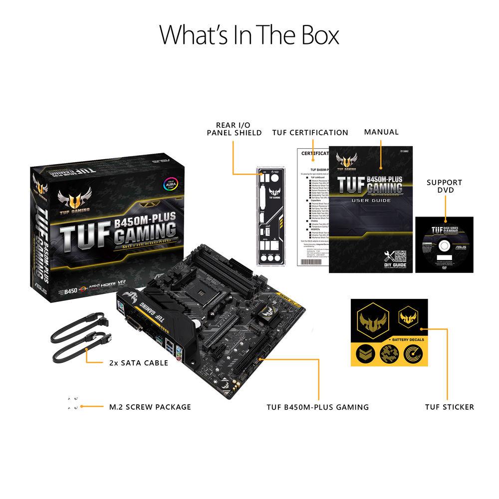 ASUS TUF B450M-Plus Gaming AM4 Micro-ATX Motherboard