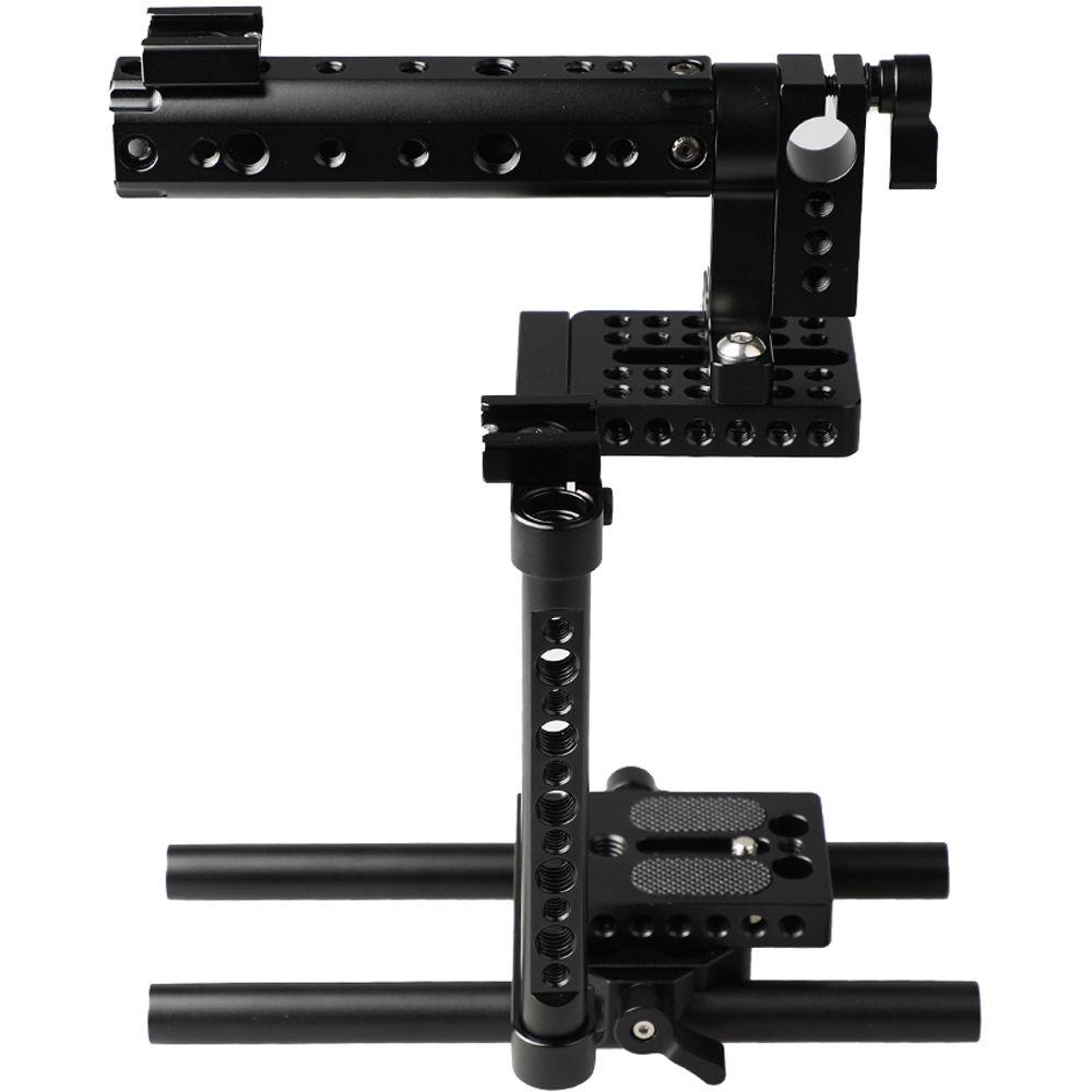 CAMVATE DSLR Camera Cage Rig with 2 Shoe Mounts and Double Rods