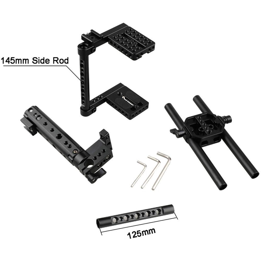 CAMVATE DSLR Camera Cage Rig with 2 Shoe Mounts and Double Rods