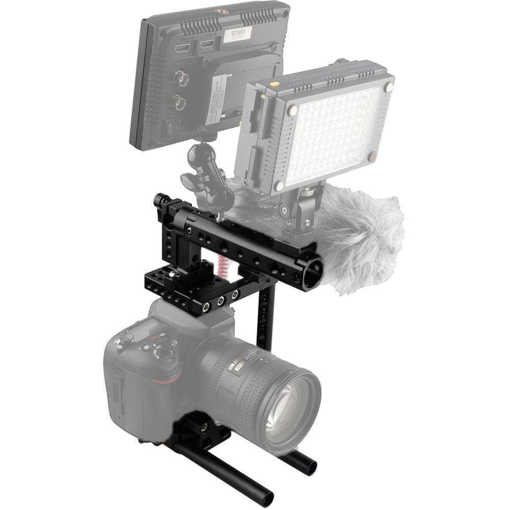 CAMVATE DSLR Camera Cage Rig with 2 Shoe Mounts and Double Rods