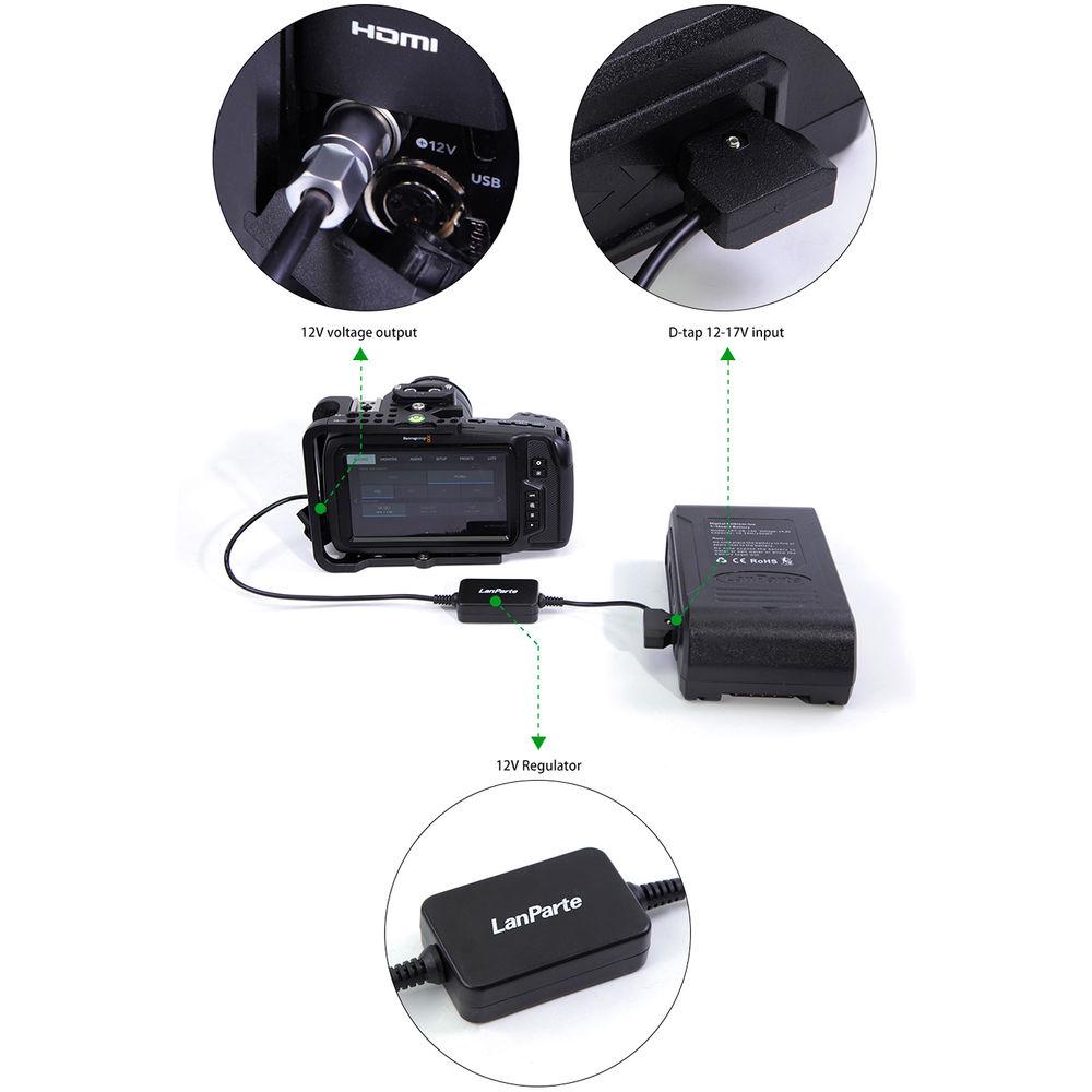 LanParte Regulated D-Tap 12V Power Cable for Blackmagic Pocket Cinema Camera 4K