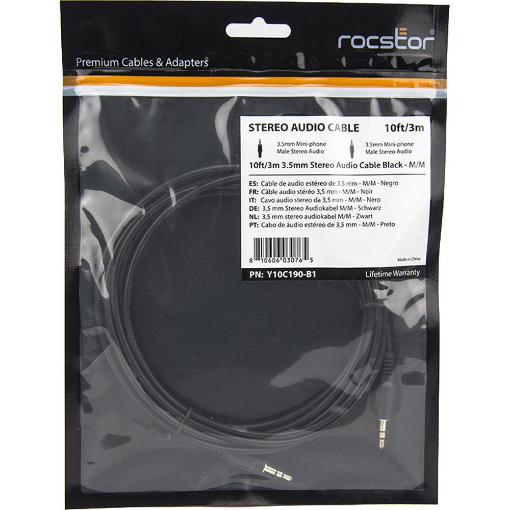 Rocstor Slim 3.5mm Male to 3.5mm Male Stereo Audio Cable