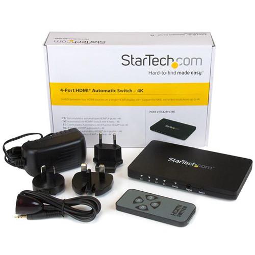 StarTech 4-Port HDMI 4K Automatic Video Switch with MHL Support