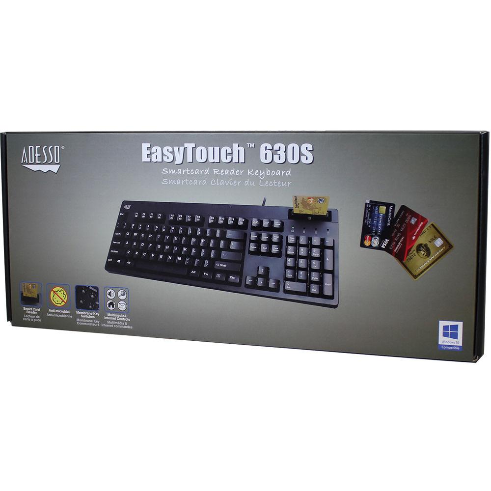 Adesso EasyTouch 630SB Smart Card Reader Keyboard, Adesso, EasyTouch, 630SB, Smart, Card, Reader, Keyboard