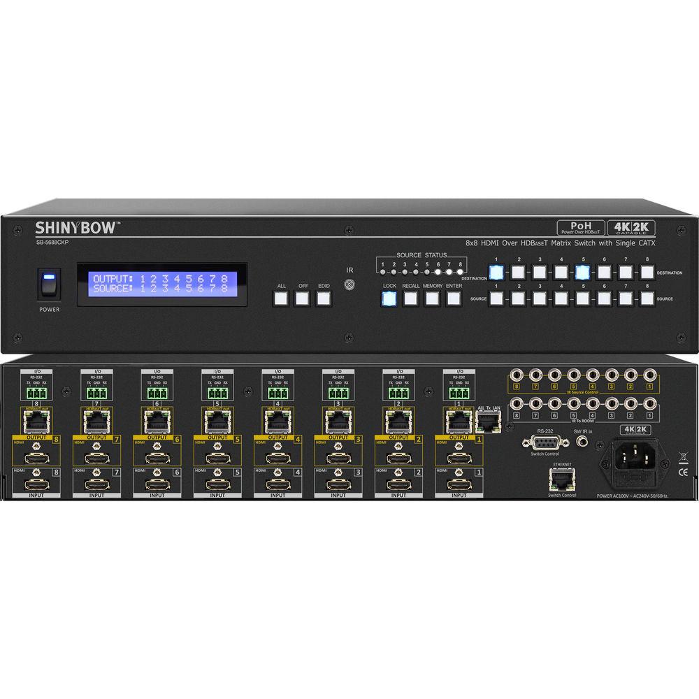 Shinybow 8 x HDMI In to 8 x HDMI or HDBaseT PoH Out Matrix Routing Switcher