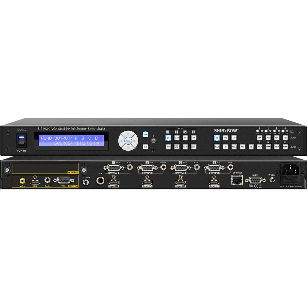 Shinybow 8x2 Mirrored HDMI & VGA Quad-PiP-PoP Selector Switch Scaler