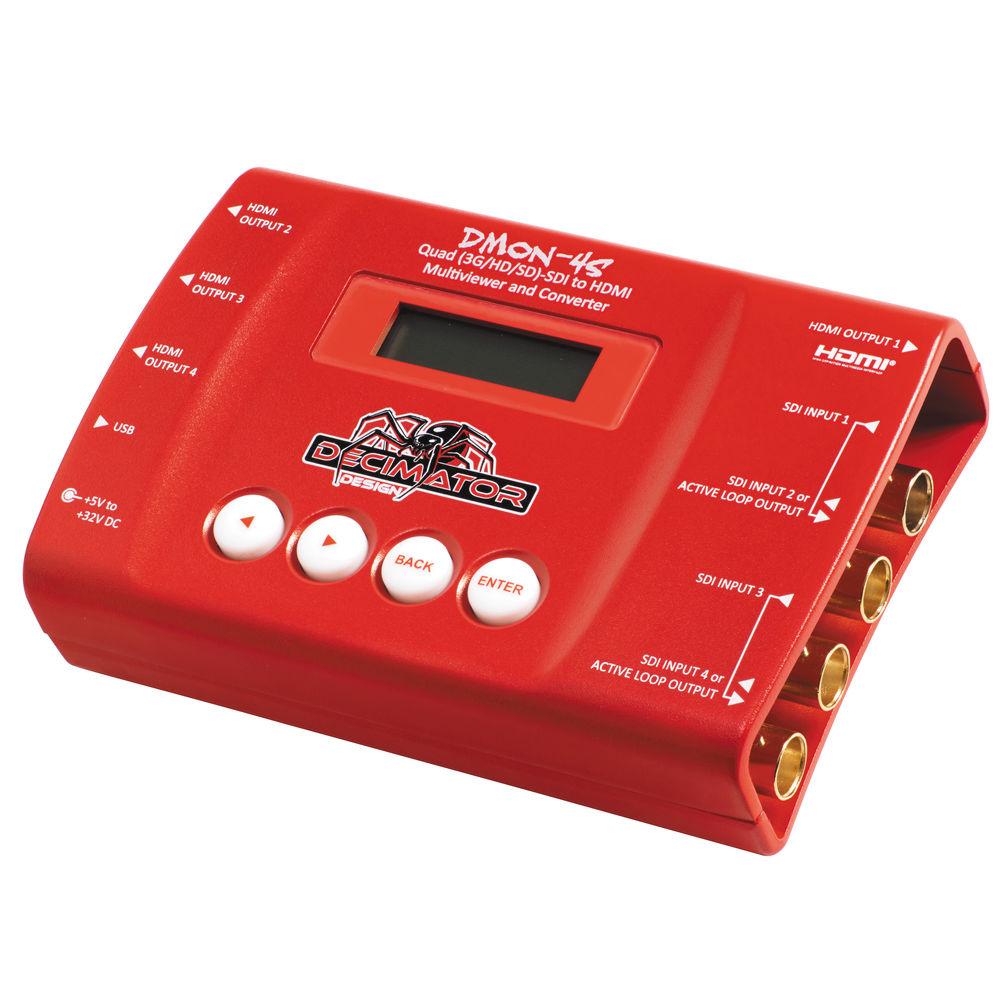 DECIMATOR DMON-4S 4 x SD HD 3G-SDI to HDMI Converter with Quad Multi-Viewer Function