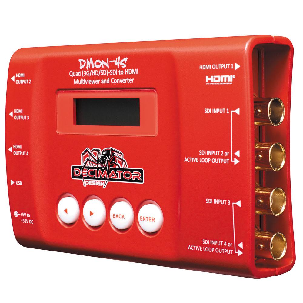 DECIMATOR DMON-4S 4 x SD HD 3G-SDI to HDMI Converter with Quad Multi-Viewer Function