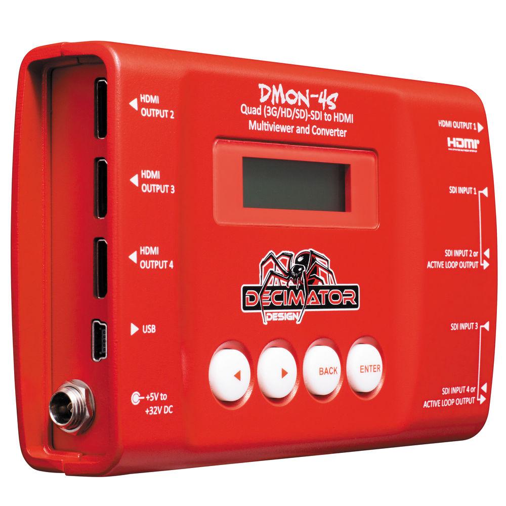 DECIMATOR DMON-4S 4 x SD HD 3G-SDI to HDMI Converter with Quad Multi-Viewer Function