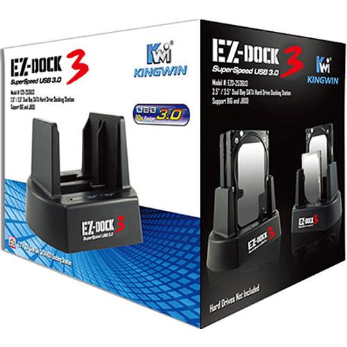 Kingwin EZ-Dock3 Super-Speed USB 3.1 Gen 1 Dual-Bay 2.5 3.5" SATA Hard Drive Docking Station
