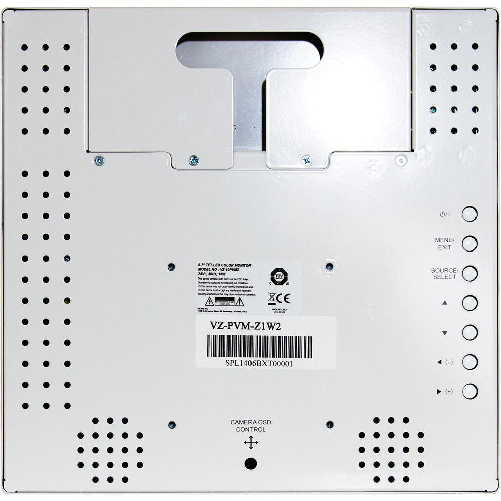 ViewZ VZ-PVM-Z1W2 9.7" Public View LED-Backlit CCTV Monitor with Embedded Camera