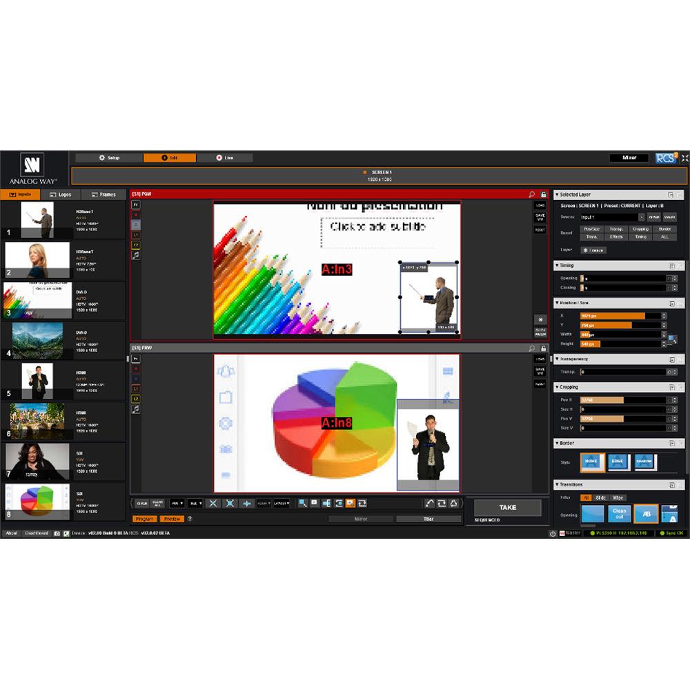 Analog Way 8-Input Hi-Resolution Mixer Seamless Switcher with 2-HDBaseT INs 2-Mirrored HDMI HDBaset OutPuts