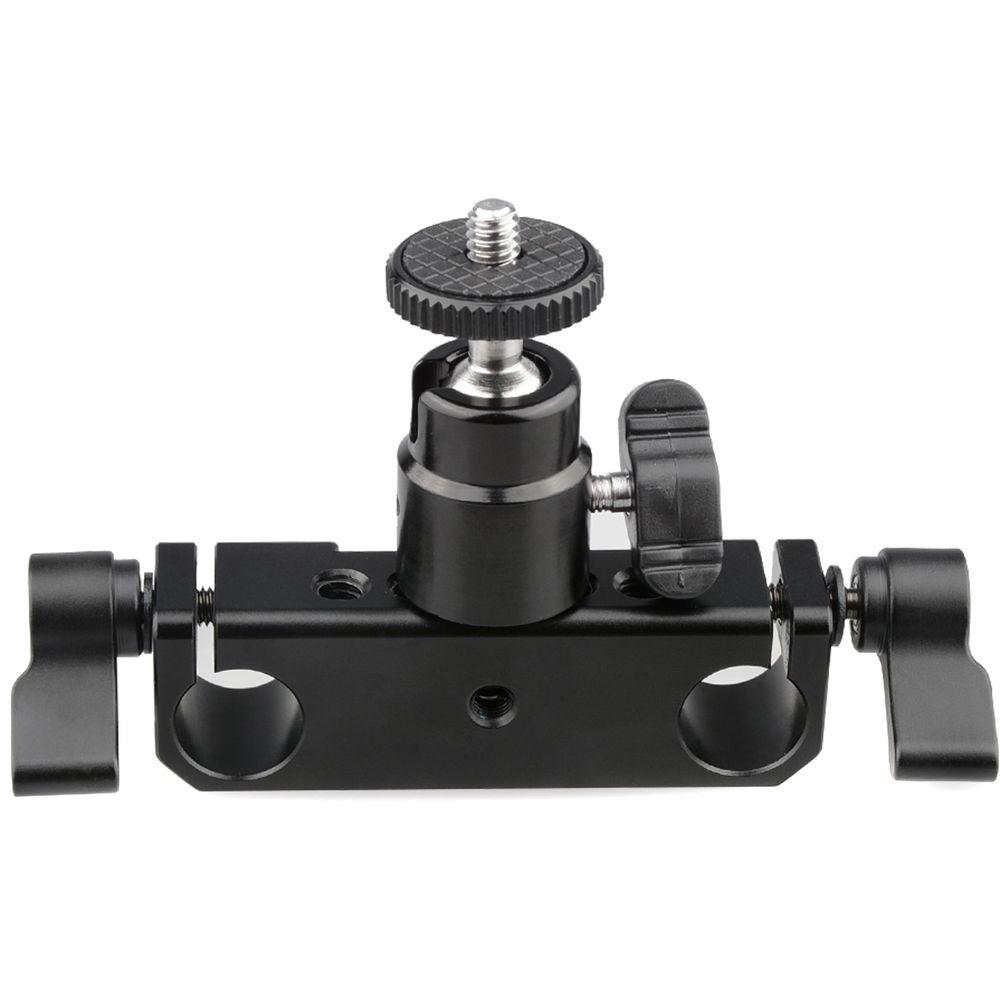 CAMVATE 15mm Rod Clamp Railblock for 15mm DSLR Rail Rig Rod Support System with 1 4" Hot Shoe Mount Mini Ball Head & Flash Bracket Holder Screw