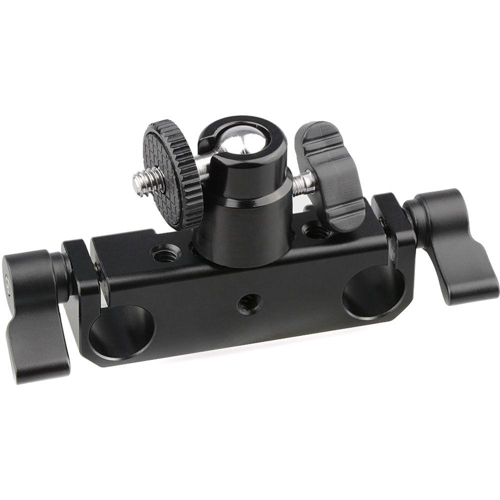 CAMVATE 15mm Rod Clamp Railblock for 15mm DSLR Rail Rig Rod Support System with 1 4" Hot Shoe Mount Mini Ball Head & Flash Bracket Holder Screw